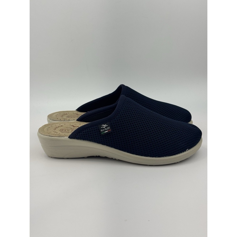 Fly Flot Mules Mesh Clogs Navy Anti Shock Anatomic Slip On Shoe Womens 37